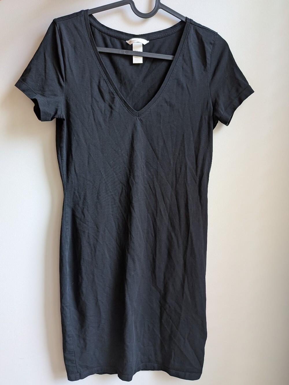 Classic Black V-Neck T Shirt Mini Dress